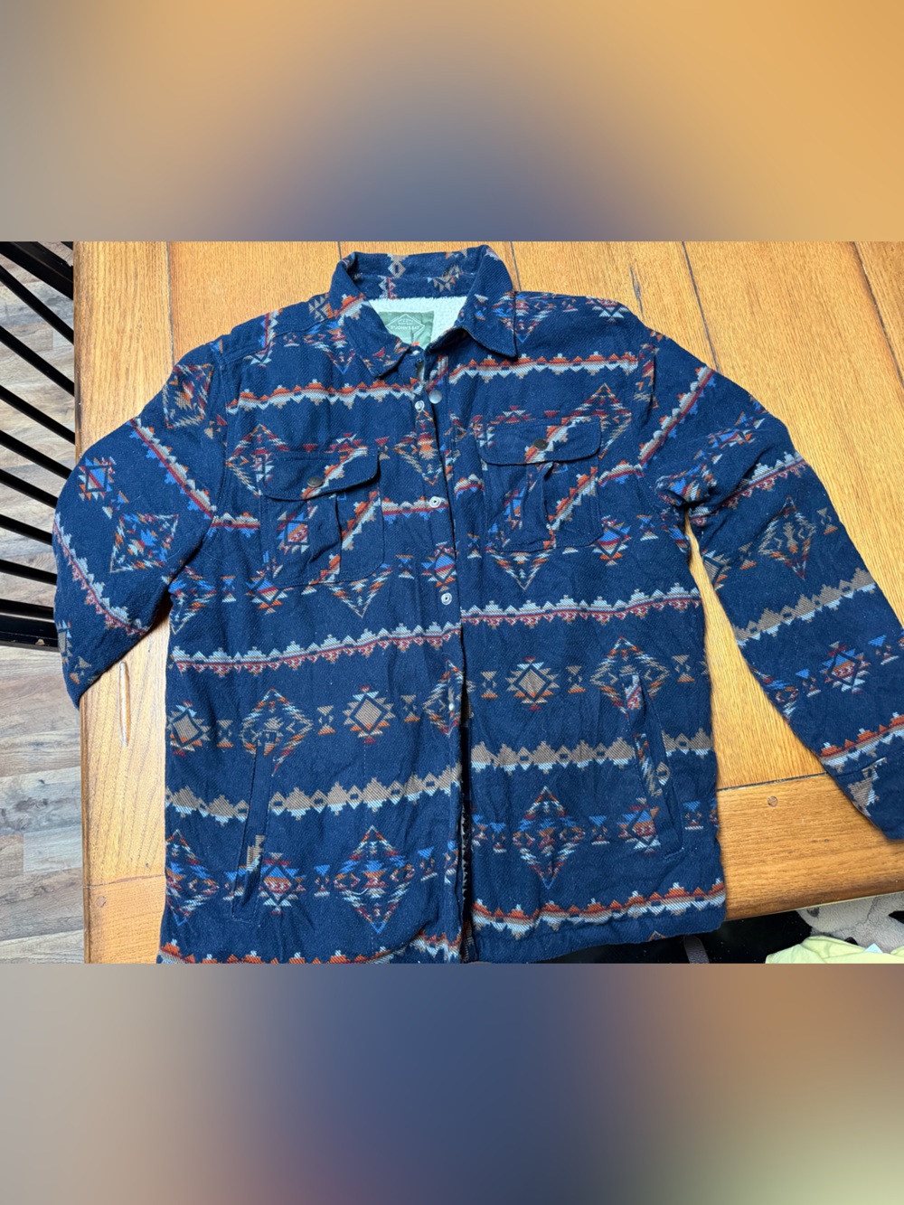St. John's Bay Navy Aztec-Print Casual Button-Up Shirt Jacket
